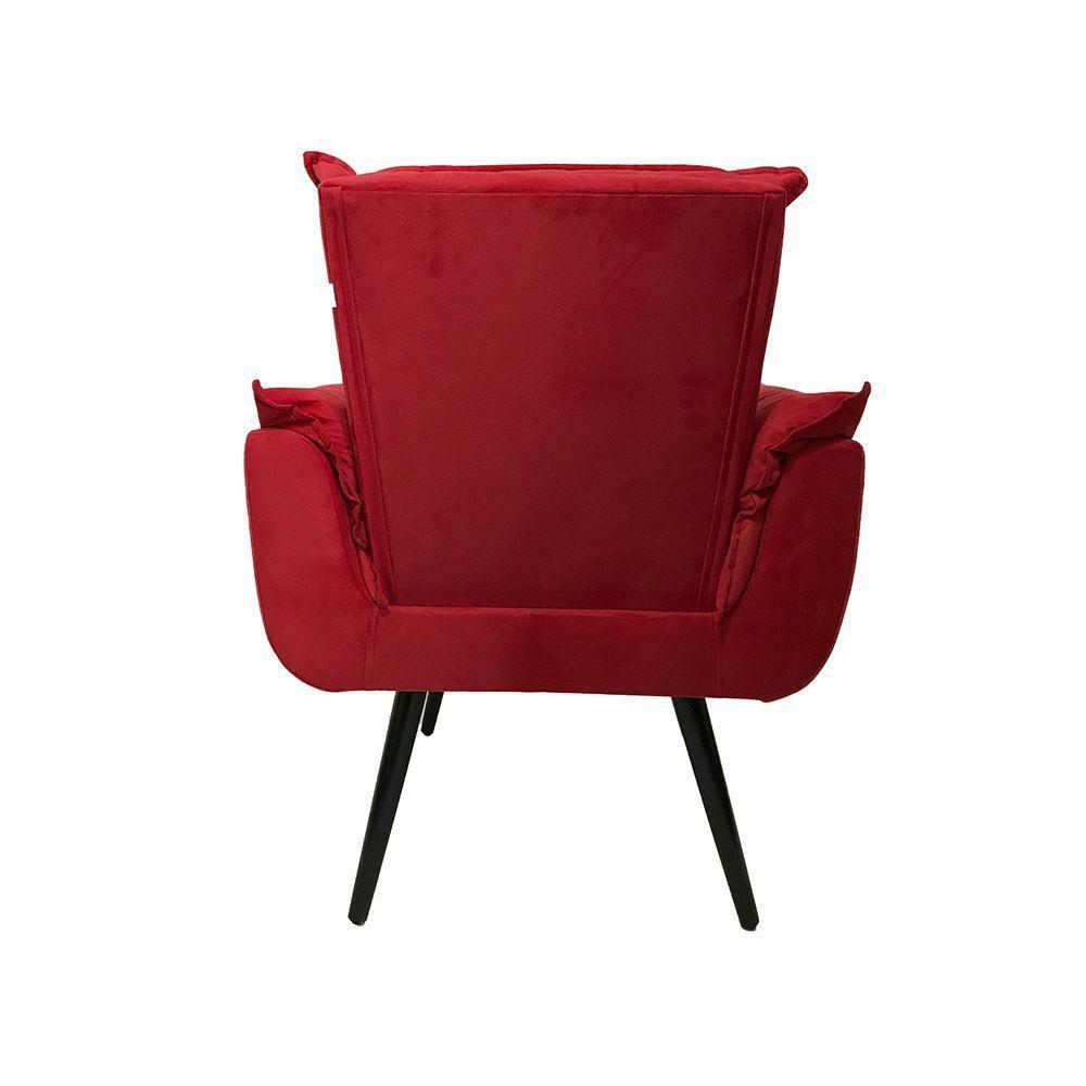 Poltrona Decorativa Opala Plus Para Sala De Estar Quarto Escritório - Vermelha - Cor: Vermelho - 3