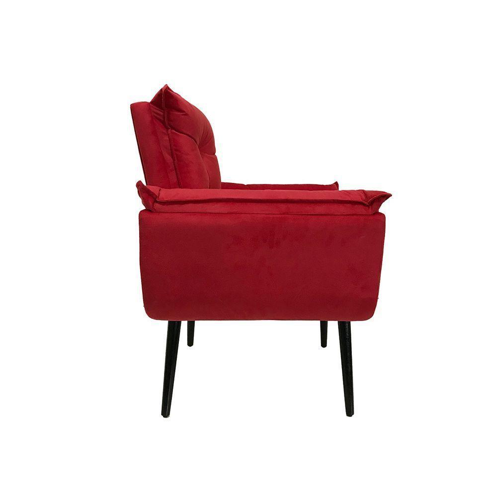 Poltrona Decorativa Opala Plus Para Sala De Estar Quarto Escritório - Vermelha - Cor: Vermelho - 4