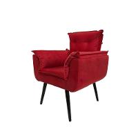 Poltrona Decorativa Opala Plus Para Sala De Estar Quarto Escritório - Vermelha - Cor: Vermelho - 1