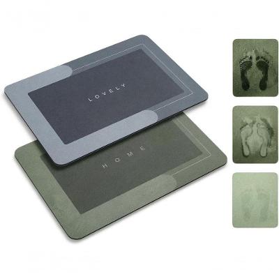 Kit 2 Tapetes para Banheiro Mágicos Antiderrapante Super Absorvente Cinza e Verde 60x40CM