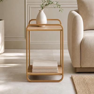 Mesa Lateral Alek A03 Orgânica MDF Metal Pintado 40CM Dourado Lyam Decor