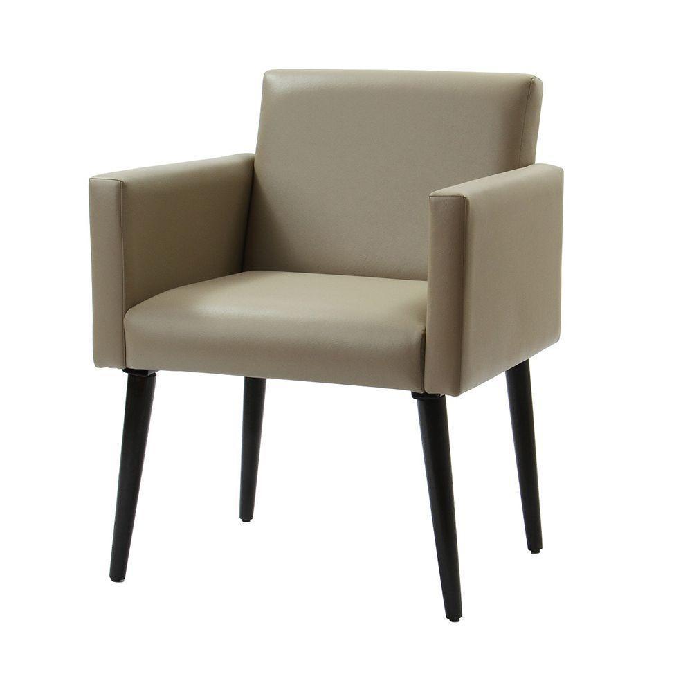 Poltrona Decorativa Luca Soft Sala De Recepção Em Tecido Sintético - Bege - Cor: Bege - 1