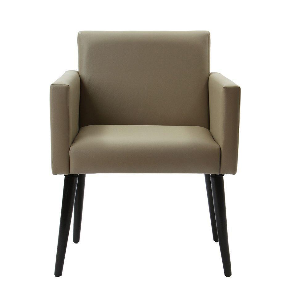 Poltrona Decorativa Luca Soft Sala De Recepção Em Tecido Sintético - Bege - Cor: Bege - 4