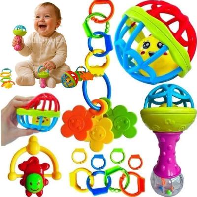 Kit Chocalho para Bebê 8 Peças Brinquedo Educativo Sensorial Mordedor Multicolorido