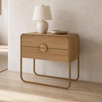 Mesa de Cabeceira Alek A03 2 Gavetas Corrediças Telescópicas Hanover Dourado Lyam Decor