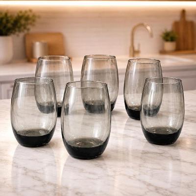 Kit 6 Copos Long Drink 475ML Vidro Fumê Premium para Água Suco e Drinks