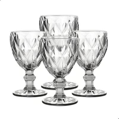 Taça Diamond 6 Taças Vidro Sodo-Cálcico Resistente para Casa Transparente Ambar Verde Azul Fumê