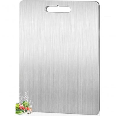 Tábua de Corte Titânio Inox 36x25cm DURÁVEL USO em DOBRO Prata