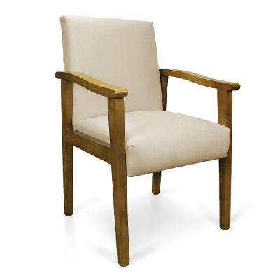 Poltrona Eloisa Suede Bege Base De Madeira Castanho - D'Rossi