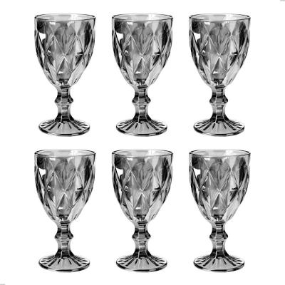 Taça Diamond 6 Taças Vidro Sodo-Cálcico Furta Cor para Festa Casa Transparente Âmbar Verde Azul