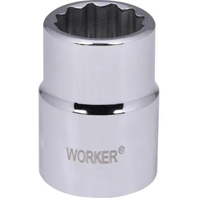 Soquete Estriado 19mm Encaixe 3-4'' Worker em Aço Cromo Vanádio e Acabamento Cromado