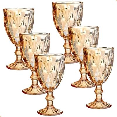 Taça Diamond Vidro Sodo-Cálcico 330ML 6 Transparente Âmbar Verde Azul Fumê