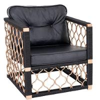 Poltrona Em Alumínio Bronze Corda Náutica Preta - 1