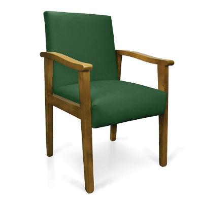 Poltrona Eloisa Suede Verde Base De Madeira Castanho - D'Rossi