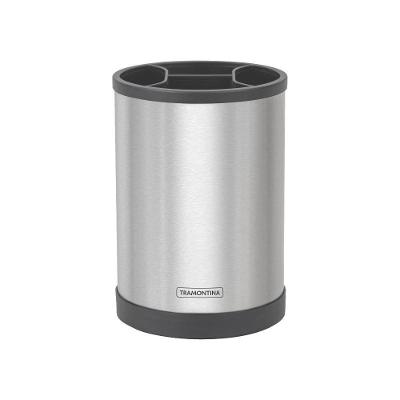 Porta-utensílios Plurale Giratório Aço Inox Base Polipropileno para Pia Inox Tramontina