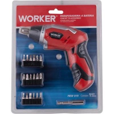 Parafusadeira Worker Doméstica 355754 19 Peças 3,6V LED