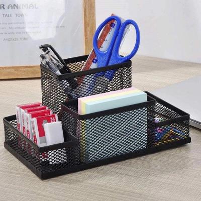 Organizador de Metal Aramado com Divisórias para Mesa e Escritório Preto