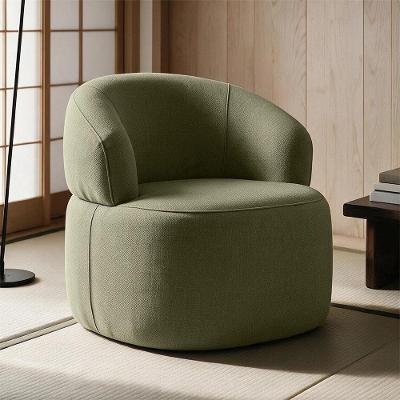 Poltrona Giratória Carmen F04 Sala de Estar Linho Confortável Verde Lyam Decor