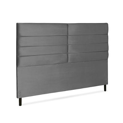 Cabeceira Casal Diamond Luxo King Size Estofada em Madeira Maciça com Revestimento em Suede Cinza