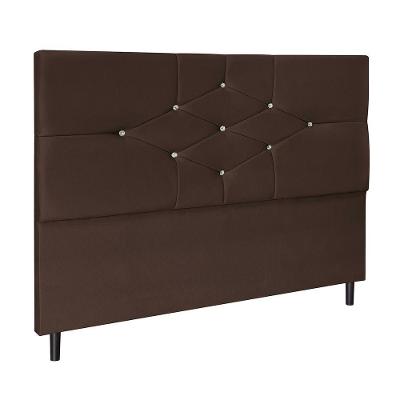 Cabeceira Casal Camboriú 144CM Fixação no Box Madeira Maciça Suede Marrom JBE Móveis
