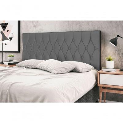 Cabeceira Casal Queen Madri 164CM para Cama Box Estofada em Suede Madeira Maciça Cinza JBE Móveis