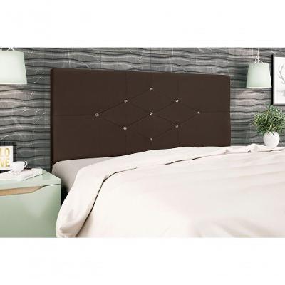 Cabeceira Casal Queen Camboriú 158CM para Cama Box Fixação no Box Madeira Maciça Suede Marrom JBE