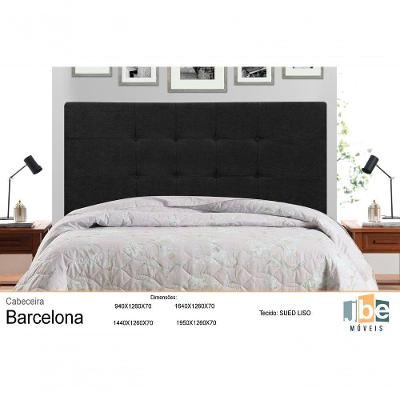 Cabeceira Casal Queen Barcelona 164CM com Fixação no Box Suede Preta JBE Móveis