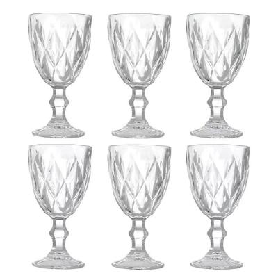 Taça Diamond para Água Suco e Vinho Vidro Transparente 6 Taças