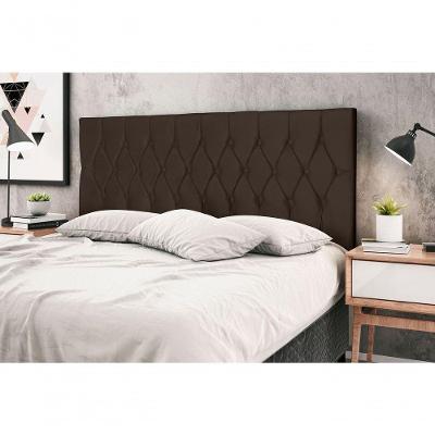 Cabeceira Casal King Madri Madeira Maciça Suede Marrom JBE Móveis
