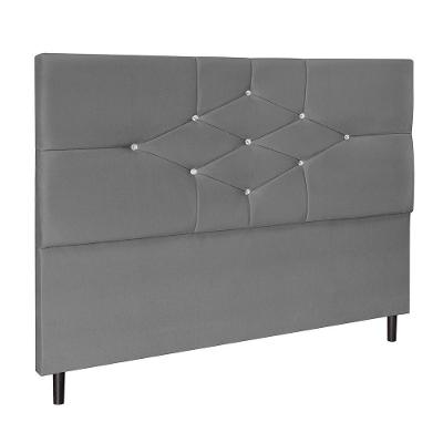 Cabeceira Casal King Camboriú Madeira Maciça Suede Cinza JBE Móveis