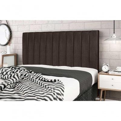 Cabeceira Casal Leblon 158cm para Cama Box Fixação no Box Madeira Maciça Suede Marrom JBE Móveis