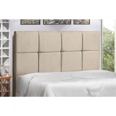Cabeceira Solteiro Paris 94CM Fixação no Box Madeira Maciça Suede Bege JBE Móveis