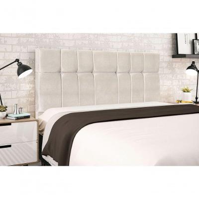 Cabeceira Solteiro Opala para Cama Box Madeira Maciça Suede Bege JBE Móveis