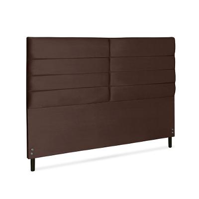 Cabeceira King Size Diamond Luxo Fixação no Box Madeira Maciça Suede Marrom JBE Móveis
