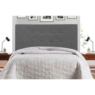 Cabeceira Solteiro Barcelona 94CM Fixação no Box Madeira Maciça Suede Cinza JBE Móveis