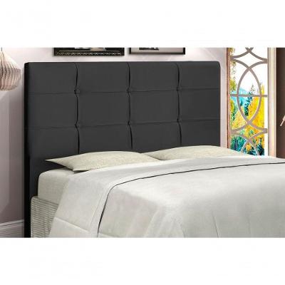Cabeceira Casal Queen Style Fixação no Box Madeira Maciça Suede Preta JBE Móveis