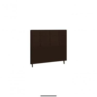 Cabeceira Casal Queen Style Fixação no Box Madeira Maciça Suede Marrom JBE Móveis