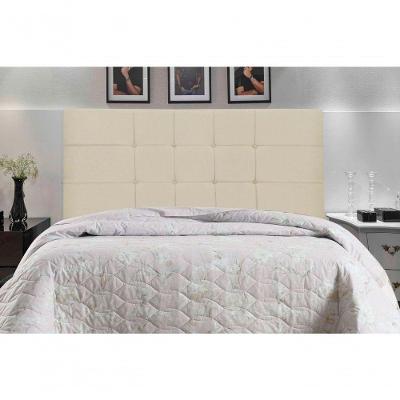 Cabeceira Casal Queen Barcelona 164CM Fixação no Box Madeira Maciça Suede Bege JBE Móveis