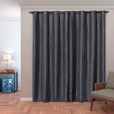 Cortina Daily Blackout PVC com Voil Xadrez 2,80mx2,30m Poliéster para Sala Preto Casa Scarpa