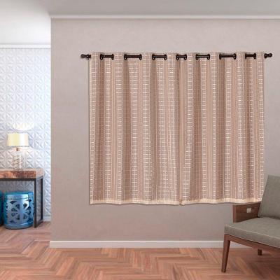 Cortina Daily Blackout PVC com Voil Xadrez 2,80mx1,60m Poliéster para Sala Avelã Casa Scarpa