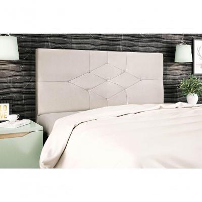 Cabeceira Casal King Camboriú Madeira Maciça Suede Bege com Kit Pés e Semi Frame JBE Móveis