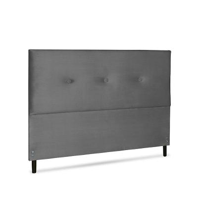 Cabeceira Miami King Size no Box Madeira Maciça Suede Cinza com Kit Pés e Semi Frame