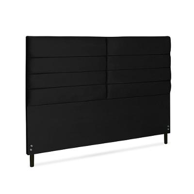 Cabeceira Leme King Size Fixação no Box Madeira Maciça Suede Preto JBE Móveis