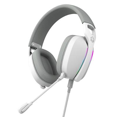 Headset Gamer Pcyes Nowy White Ghost USB Surround Driver 40mm RGB Microfone Destacável Branco