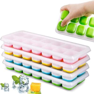 Forma de Gelo Kit 4 Unidades com Tampa Flexível 14 Cubos para Alimentos Frutas Papinha e Drinks