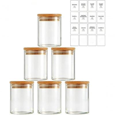 Kit 6 Potes Herméticos de Vidro 200ml com Tampa de Bambu para Temperos e Organização Premium