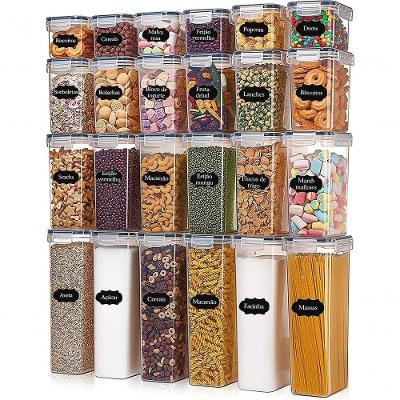 Kit 24 Potes com Tampa Hermético Plástico sem BPA para Armário de Cozinha Vários