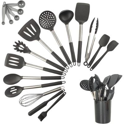 Kit 15 Utensílios de Cozinha Premium com Cabo de Inox e Silicone