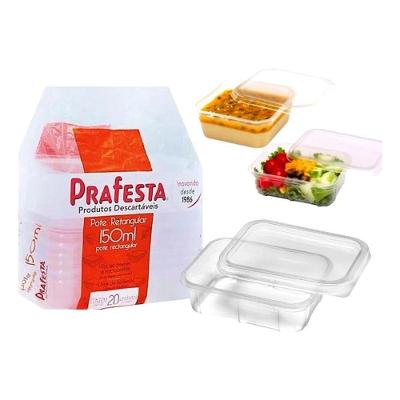 Kit 100 Potes Descartáveis 150ml com Tampa para Micro-ondas e Freezer Transparente