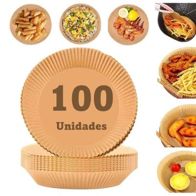 Kit 100 Forros de Papel para Airfryer Descartável Antiaderente Marrom 16CM